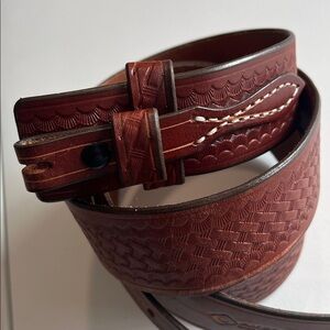 Akers - Men's Rich Brown Leather Belt, ranger belt